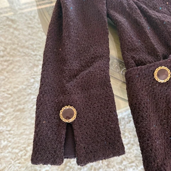 St John Collection Vintage Tweed Brown Speckle Knit Double Breasted Pea Coat 10 - Picture 6 of 10